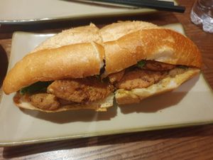 Mushroom tofu sausage bahn mi at CHAYFOOD in Hanoi