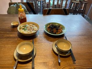 Pan fried mushroom pho and mixed fried rice   at CHAYFOOD in Hanoi