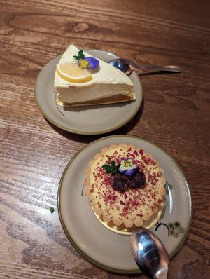 Cheesecake and raspberry tart - very generous! at CHAYFOOD in Hanoi