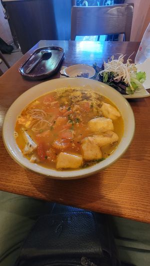Tofu and vermicelli soup bowl at CHAYFOOD in Hanoi