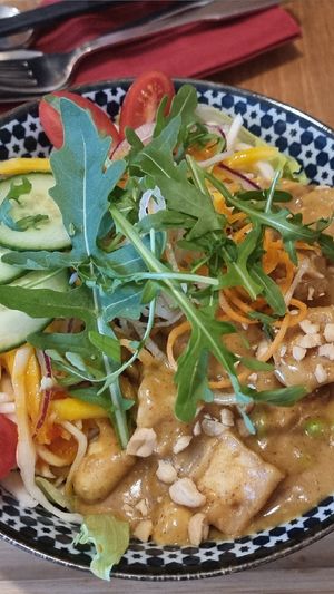 Peanut Tofu + Rice at Saigon Café in Hamburg