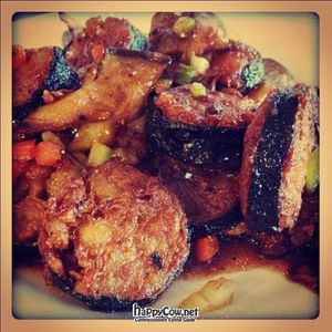 Vegan Marinated Fish with Pepper at Green Vegetarian Restaurant and Bar in Brisbane