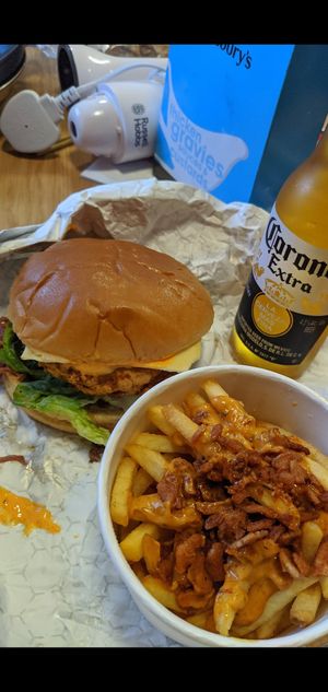 Vegan burger & chips at Fat Hippo in Sheffield