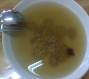 clear lotus root soup 
(soup is serve daily)
 at Ren Ci Global Village in Sungai Petani