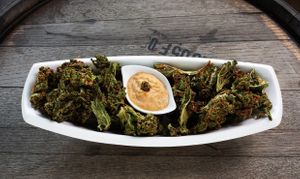 Raw kale chips  at Vegan House in Prague