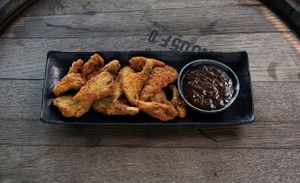 Calamari and home made teriaki  at Vegan House in Prague