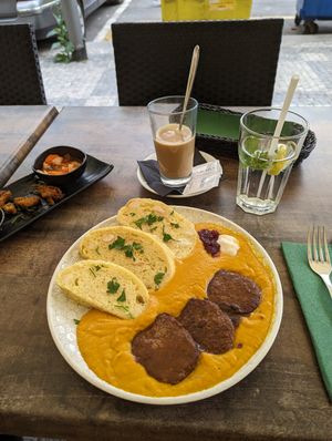 Dumplings at Vegan House in Prague