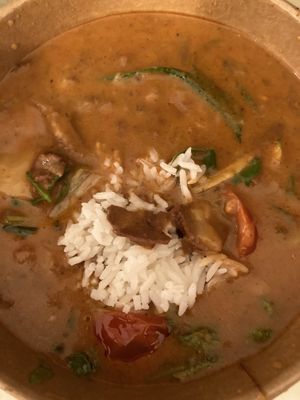 Massaman curry (it’s impossible to make a good picture of curry, I’m sorry)   at Miss.v in Tel Aviv