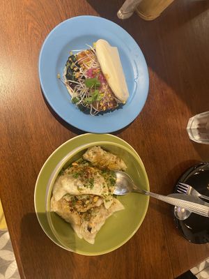 vegan bao and dumplings  at Bao Kitchen in Buenos Aires