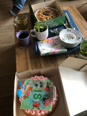 Custom lemon raspberry cake and the famous apple pie🥧  at Trash'ure Taarten in Nijmegen