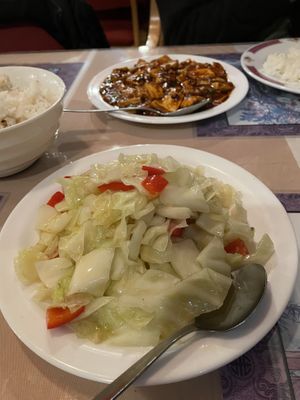 Heavenly wok fried veg & Szechuan tofu  at Shanghai in Akureyri