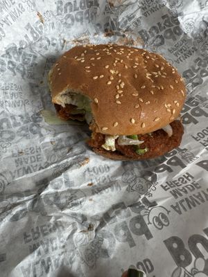 Buffalo ChickUN sandwich  at Odd Burger in Whitby