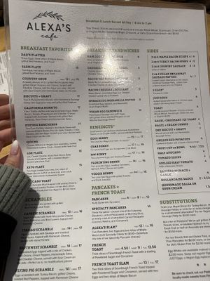 Menu   at Alexa's in Bothell