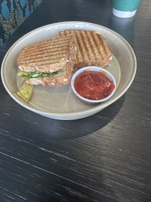 Pesto breakfast sando  at BARE Blends in Clifton Park