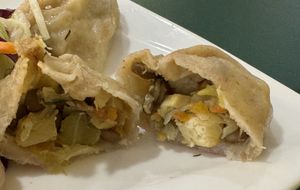 Tasty fillings  at Loving Hut - Meditation Center in Ulaanbaatar