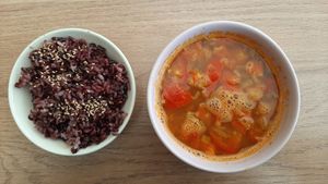 Lentil soup at Loving Hut - Meditation Center in Ulaanbaatar