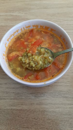 Lentil soup at Loving Hut - Meditation Center in Ulaanbaatar