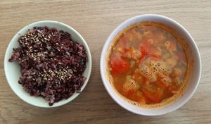 Lentil soup at Loving Hut - Meditation Center in Ulaanbaatar