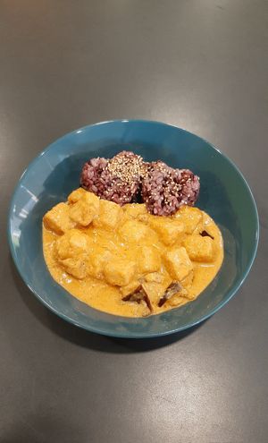 Curry with Indian sauce at Loving Hut - Meditation Center in Ulaanbaatar