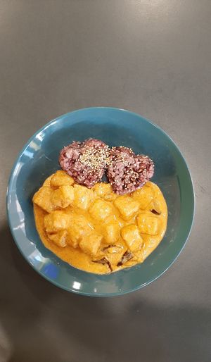 Curry with Indian sauce at Loving Hut - Meditation Center in Ulaanbaatar