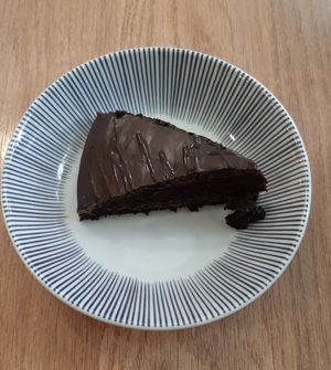 Chocolate cake at Loving Hut - Meditation Center in Ulaanbaatar