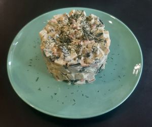 Potato salad at Loving Hut - Meditation Center in Ulaanbaatar