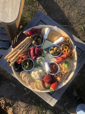 Charcuterie board - so filling! Enough to feed two for dinner   at Womburra Vineyard Tiny Stay in Redbank