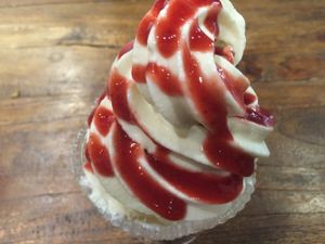 mini strawberry soy parfait at Vegans Cafe and Restaurant in Kyoto