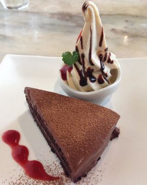 Chocolate cake at Vegans Cafe and Restaurant in Kyoto