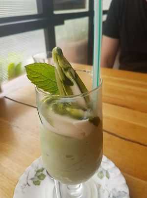 Green tea icecream shake at Vegans Cafe and Restaurant in Kyoto