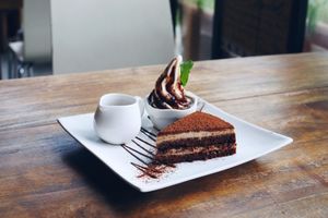 Vegan tiramisu  at Vegans Cafe and Restaurant in Kyoto