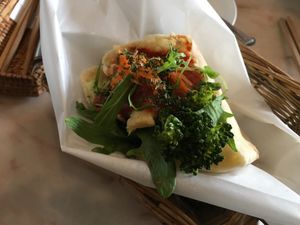 Hummus pita sandwich  at Vegans Cafe and Restaurant in Kyoto