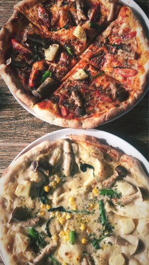 Vegan margarita & white soy pizza with thick crust  at Vegans Cafe and Restaurant in Kyoto