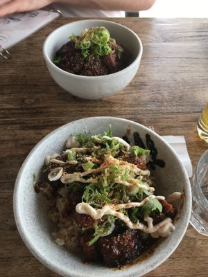Deep fry tofu bowl and brown rice bowl  at Vegans Cafe and Restaurant in Kyoto