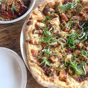 Tofu pizza at Vegans Cafe and Restaurant in Kyoto