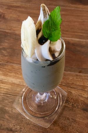 Roasted green tea milkshake at Vegans Cafe and Restaurant in Kyoto