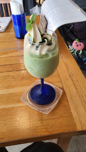 Matcha icecream shake at Vegans Cafe and Restaurant in Kyoto