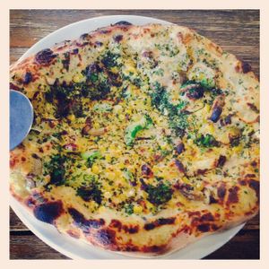 vegan scrumptious pizza! at Vegans Cafe and Restaurant in Kyoto