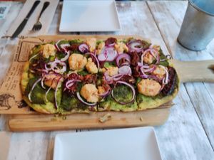 Vegan pizza with homemade vegan cheese at Twist in Mallorca