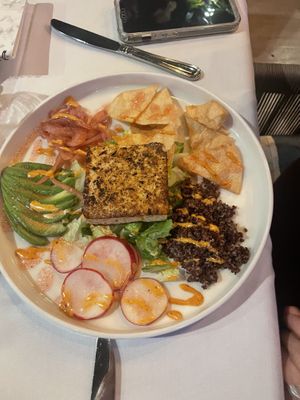 Tofu bowl made vegan  at Jardín in Patchogue