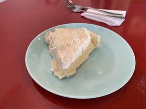 Vegan lemon pie  at Ubuntu Café in Santiago