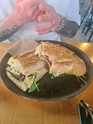 Hummus and beet sandwich at Copenhagen Coffee Lab - Alcântara in Lisbon