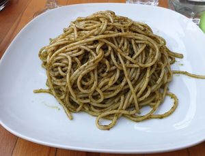 Spaghetti with pesto at Chez Felix in Arles
