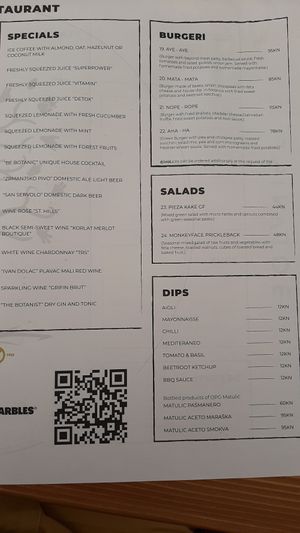 Menü 2 at The Botanist in Zadar