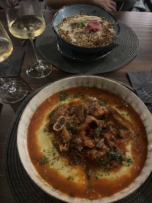 Polenta dish with mushrooms. My friend had yesterday’s pasta dish.  at The Botanist in Zadar