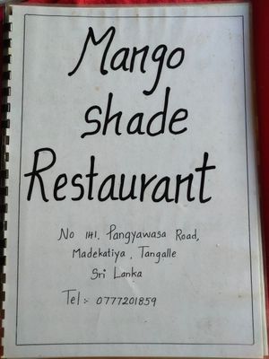 handwritten menu at Mango Shade in Tangalle