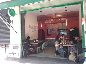 Outside at Green Pizza in Mexico City