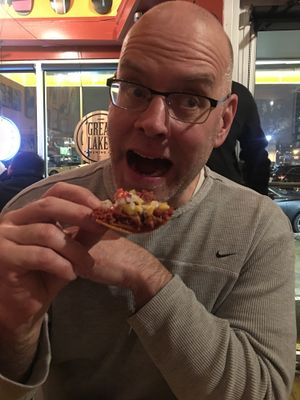 Open up.  Here comes the ..............! !  at Dirty Franks Hot Dog Palace in Columbus