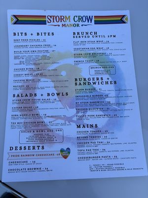 Menu June 2025  at Storm Crow Manor in Toronto