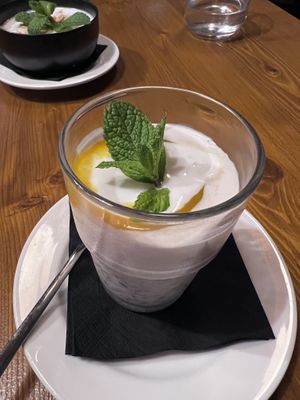 black sticky rice with mango and coconut   at Nón Lá Vietnamese Garden in Basel